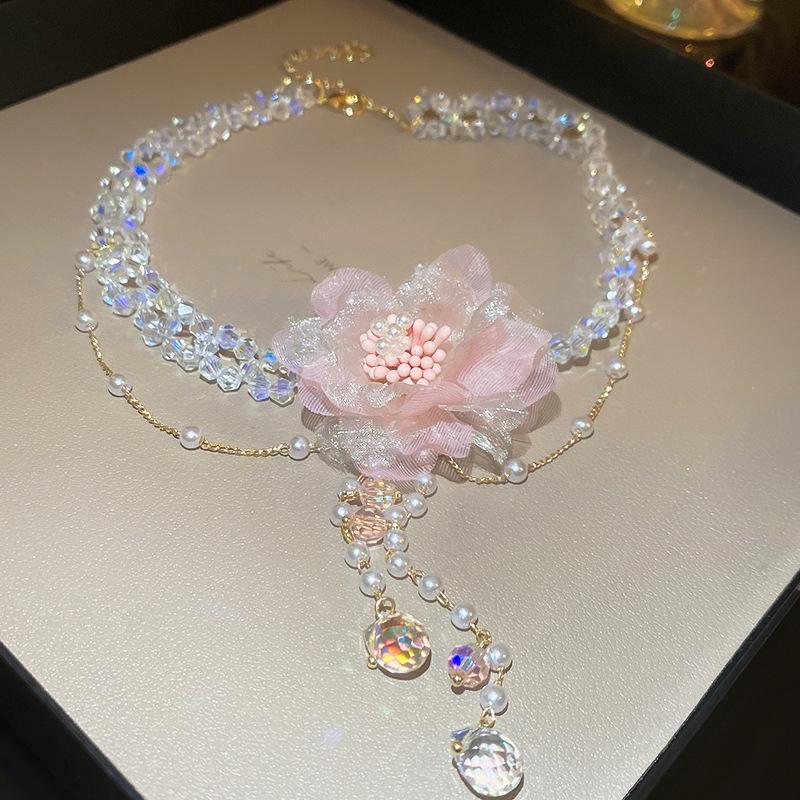 

Набор ожерелья и серег «Капля воды с бриллиантом», легкая роскошь, высокий класс, цепочка для ключицы, нишевые универсальные украшения