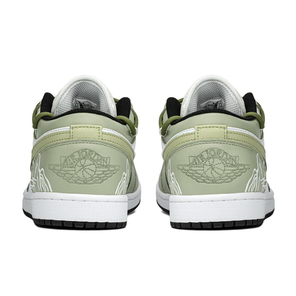 Jordan Air Jordan 1 Low top Vintage Basketball Shoes Men's Beige Green 553558-131(TeamA-)