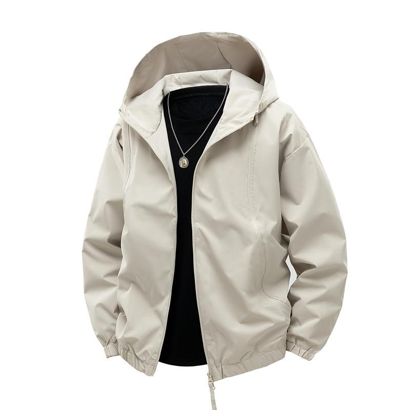 OO Fleece Verdickt Einfarbige Jacke Herren Locker Trend Outdoor Wasserdicht Freizeit Kapuzenjacke Herren