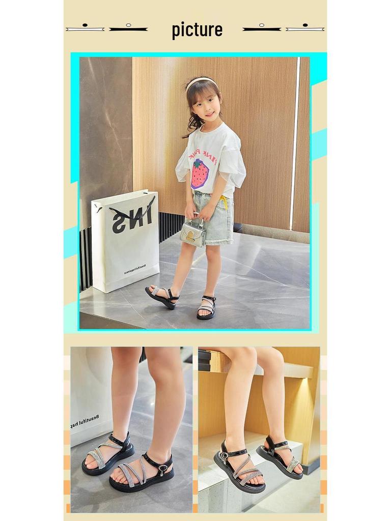 Girls' Soft Sole Open Toe Princess Sandals for Kids - Versatile Roman Style for Medium and Large Children