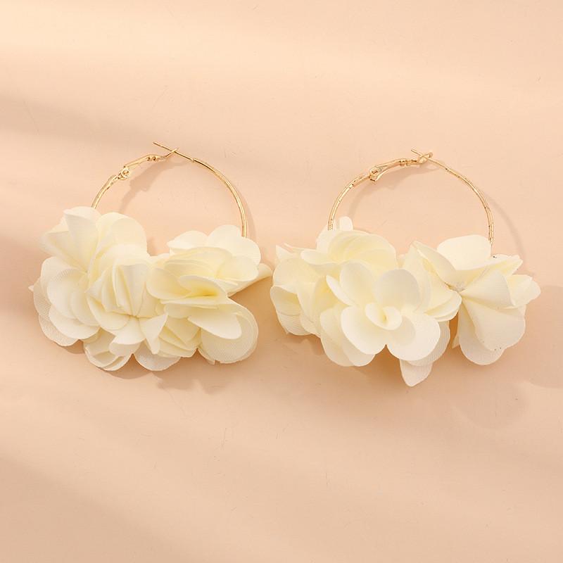 

Alloy Summer Floral Jewelry With Fabric Petals For Everyday Accessory Decoration