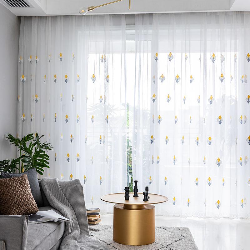 Modern Sheer White Curtains Lightweight Voile Fabric for Bay Window Balcony Translucent Net Scarf Partition Ready Made