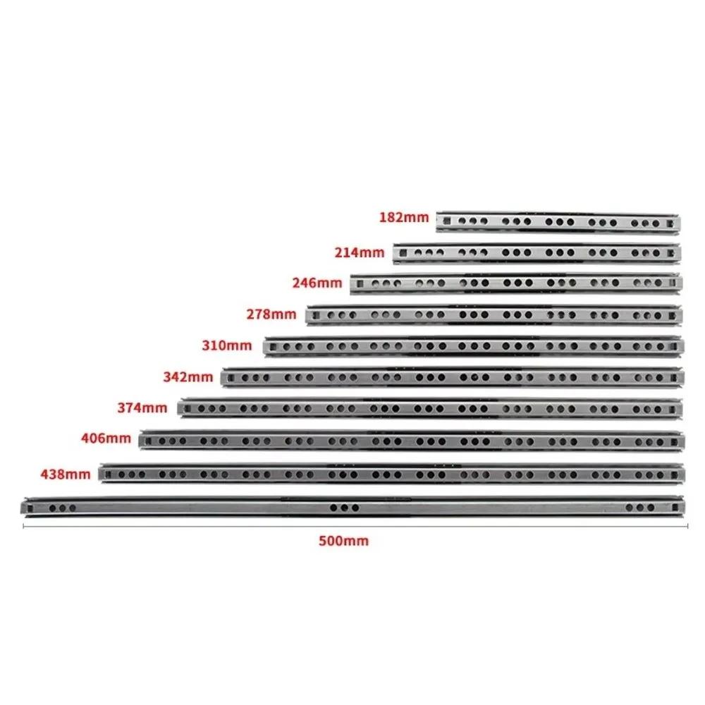 2PCS Smooth Glide Bearing Drawer Slides 17mm Wide Hardware Accessories Drawer Glides Full Extension 8"-17" Drawer Rail Cabinet