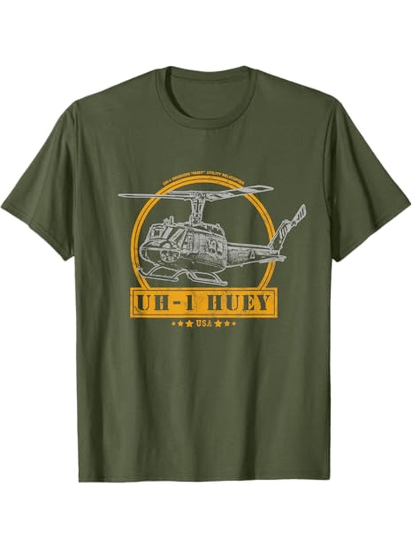 

UH-1 Iroquois Huey Helicopter T-Shirt 100% Cotton O-Neck Short Sleeve Summer Casual Mens T-shirt Streetwear 4XL