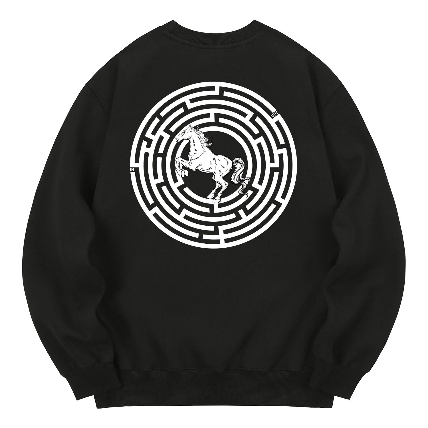 Khan 6312 Kmb0038 Circle Miro Fleece-Lined Sweatshirt - Black L