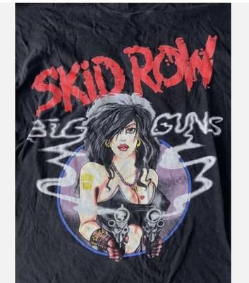 Camiseta Unisex de Algodón Tour del Álbum Big Gun de la Banda Skid Row Camiseta Unisex de Talla Completa