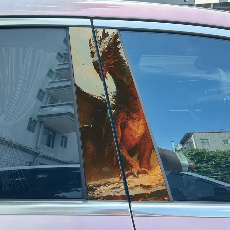 1Pair/2pcs Black Dragon Car Stickers Auto B-pillar Waterproof Durable Decals Cover Scratches