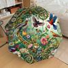 1 Stück Vögel Blumen Automatischer Öffnungs-/Schließschirm mit Winddichtigkeit, Stabiles Schirmdach mit 8 Speichen, Langlebige Speichen, Modisches Design, Outdoor-Accessoire, Lustiges Prin, Hol