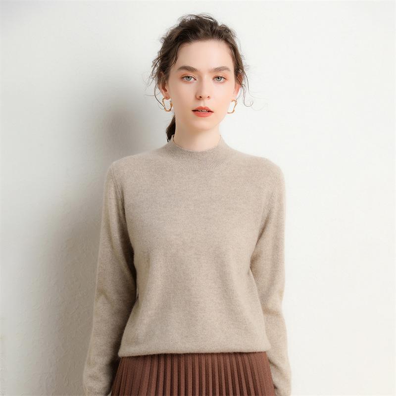 Lekasha Women's Cashmere Half-High Collar Warm Layer Top