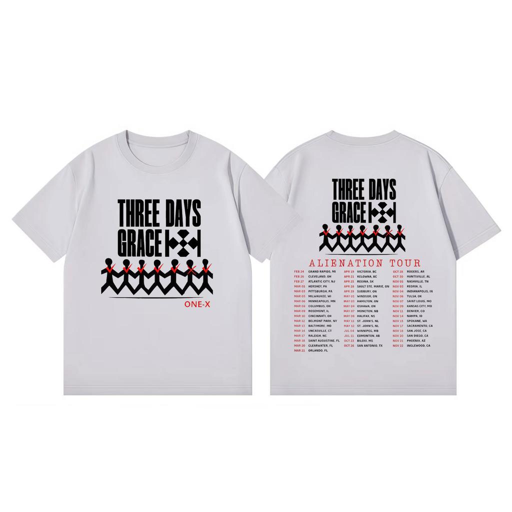 Rock Band Three Days Grace Alienation Tour 2026 Graphic T Shirts High Street Fashion Trend Tshirt Unisex Casual Loose Tshirts