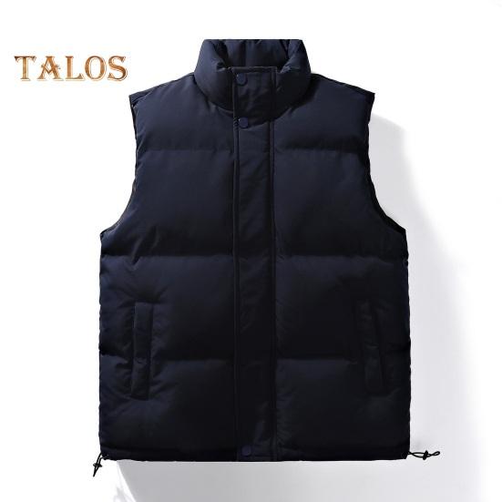 Gilet da Uomo Collo Alto Senza Maniche Abbottonatura con Zip Gilet Cappotto in Cotone con Tasche Laterali Tinta Unita Ispessito Caldo Trapuntato