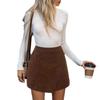 Fall Winter Women High Waist Corduroy Mini Skirt, Slim Fit A-line Pencil Bodycon Skirt