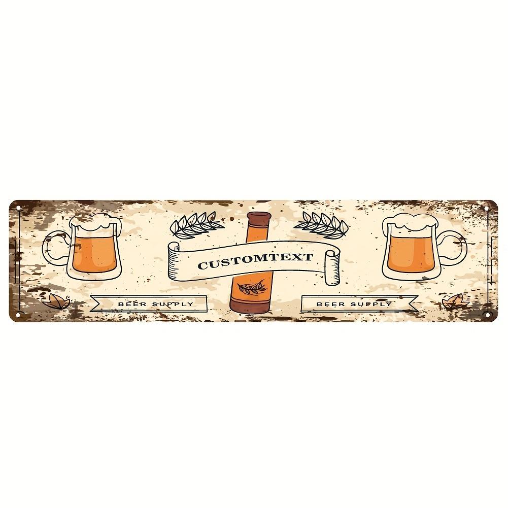 Custom Text Vintage Beer Bottle And Mug Aluminum Sign Bar Decor Plaque