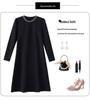Black Slim-Fit Mid-Length Dress with Pearl Accents