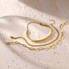 Ins Stylish Simple Plated 18k Gold Paper Clip Chain Flat Snake Bone Chain Glossy Bracelet Three-piece Stacked Bracelet