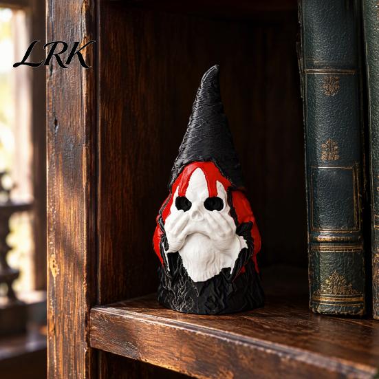 Spooky Outdoor Yard Decorations Gothic Skull Gnome Statue, 3D Printed Faceless Garden Figurine, Unique Home Accessories Halloween Skeleton Ornament