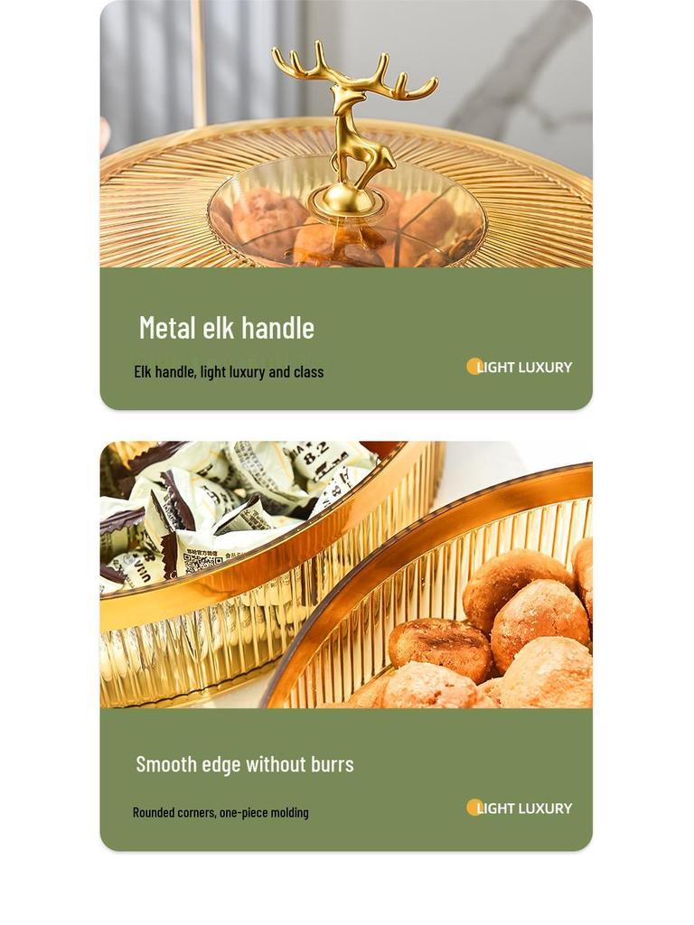 Clear Divided Fruit Plate with Lid: Sealed Storage Box for Living Room or Coffee Table