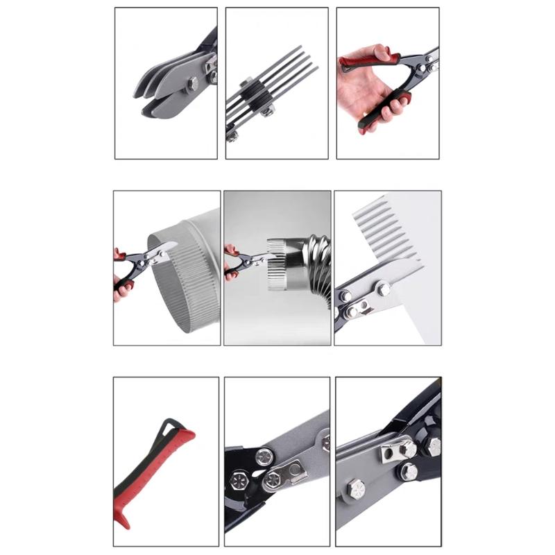 5 Blade Metal Sheet Crimping Tool Steel Ergonomic Nonslip Handle For Gutter Pipe Systems Secure Lock Design
