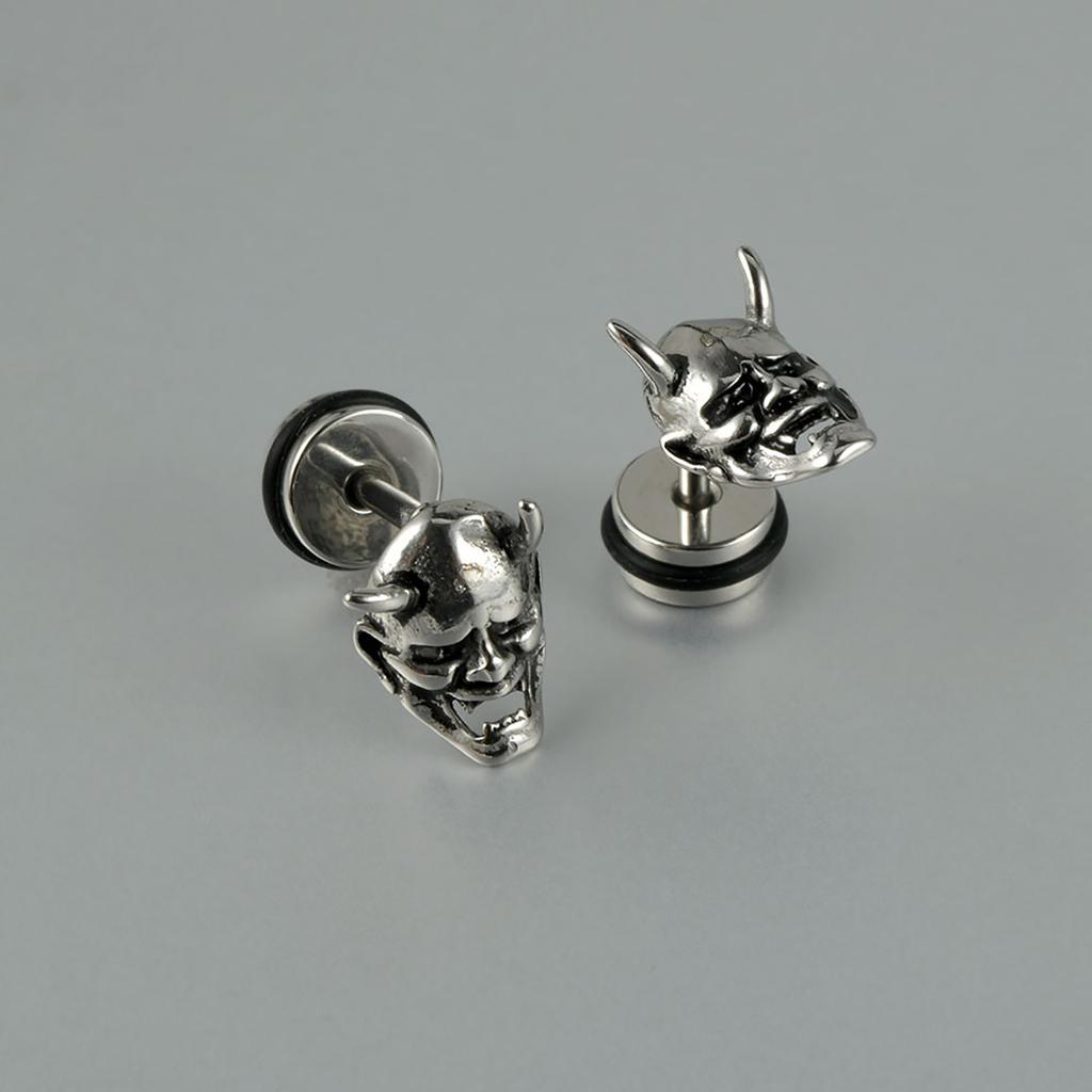 Unique Stainless Steel Skull Ear Piercings Goth Ear Studs Earrings Comfortable Wear Party Makeup for Fashion Enthusiasts