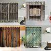 Waterproof Mildewproof 3d Print Rustic Wood Shower Curtain Set Ideal For Any Bathroom