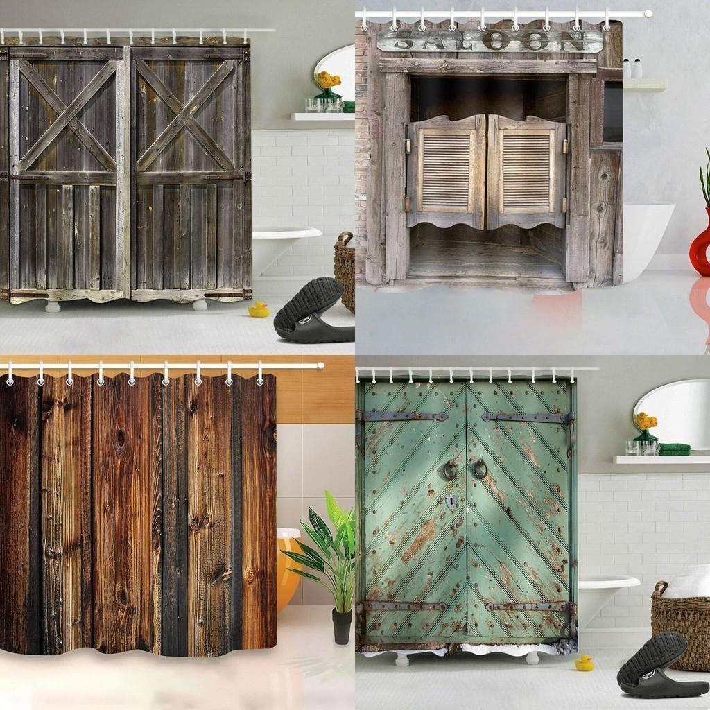 Waterproof Mildewproof 3d Print Rustic Wood Shower Curtain Set Ideal For Any Bathroom