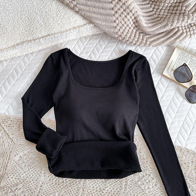 

Women s Thermal Brushed Long-Sleeve Square Neck T-Shirt with Chest Pad M (70-105 jin)