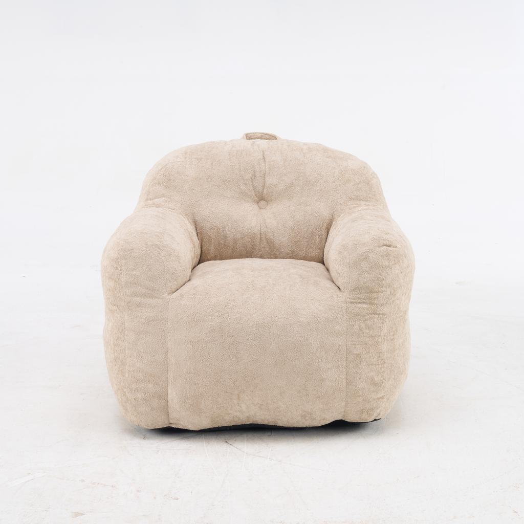 Bean Bag Chair with Shredded Sponge Filler ,Faux Fur Beanbag Sofa with Armrests , for Living Room, Bedroom & Reading,No Assembly Required ,Beige