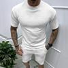 Pánský ležérní dvoudílný outfit: Tričko s krátkým rukávem s texturou a sada šortek se stahovací šňůrkou