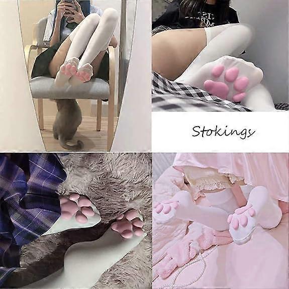 Katzenpfoten-Socke, Flauschige Pfotenpolster-Socken Rosa Niedliche Oberschenkelhohe Socken für Mädchen Kinder Frauen Cosplay Zehen-Bohnen-Socken