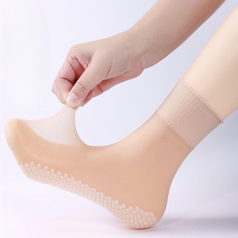 10 Pairs of  Women's Spring and Summer Cotton Bottom Sweat Absorbent Non Slip Loose Mouth Lotus Lace Loose Stockings