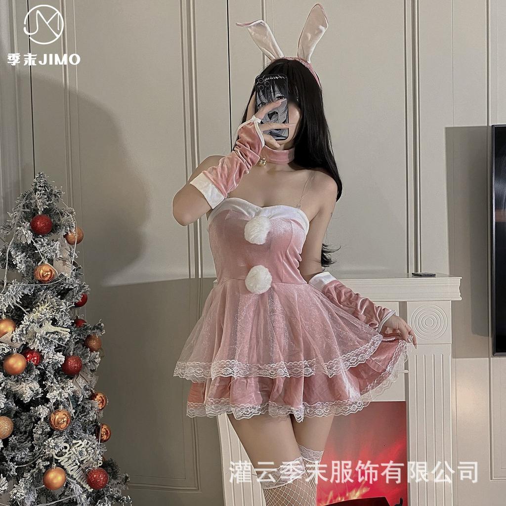 Lingerie Sexy Bunny Cosplay Velvet Christmas Robe Cross Party New Dress