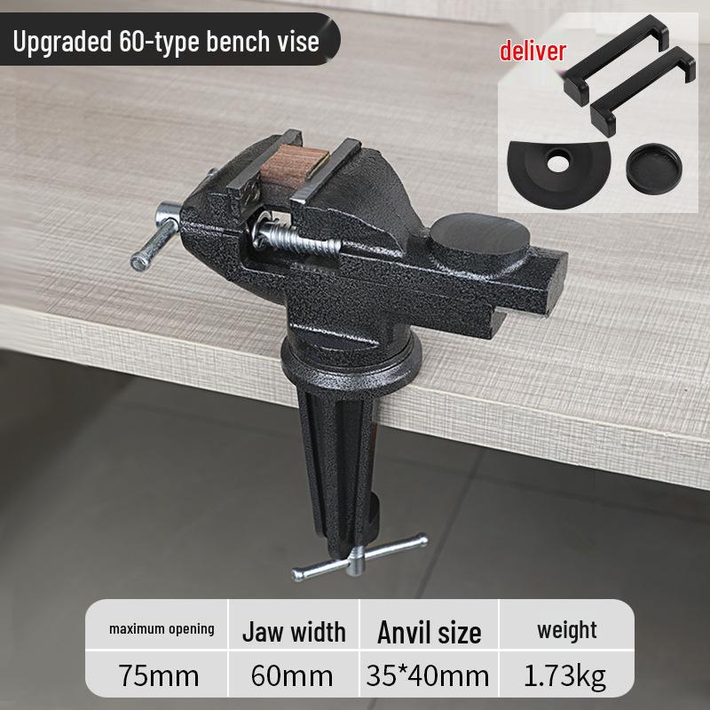 360° Multi-Directional Mini Table Vise: Compact, Flat-Mouth Bench Vise for Household Use