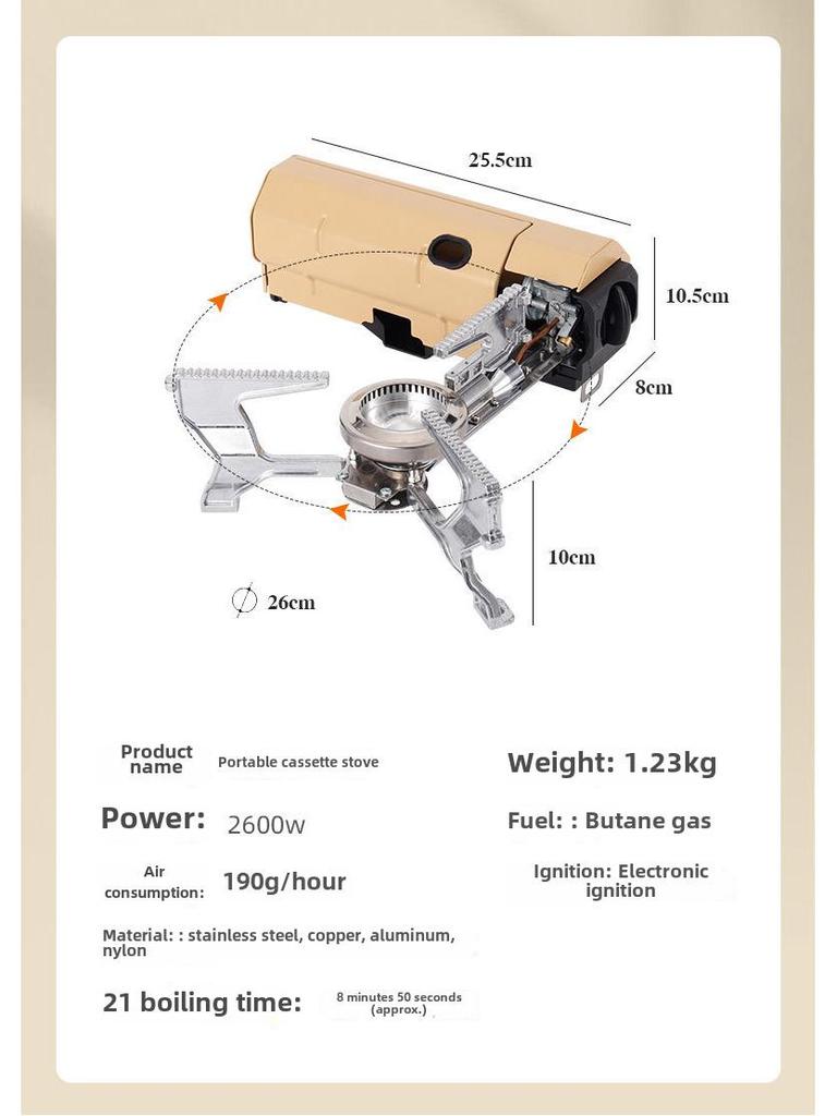 Portable Foldable Windproof Gas Camping Stove with Magnetic Ignition