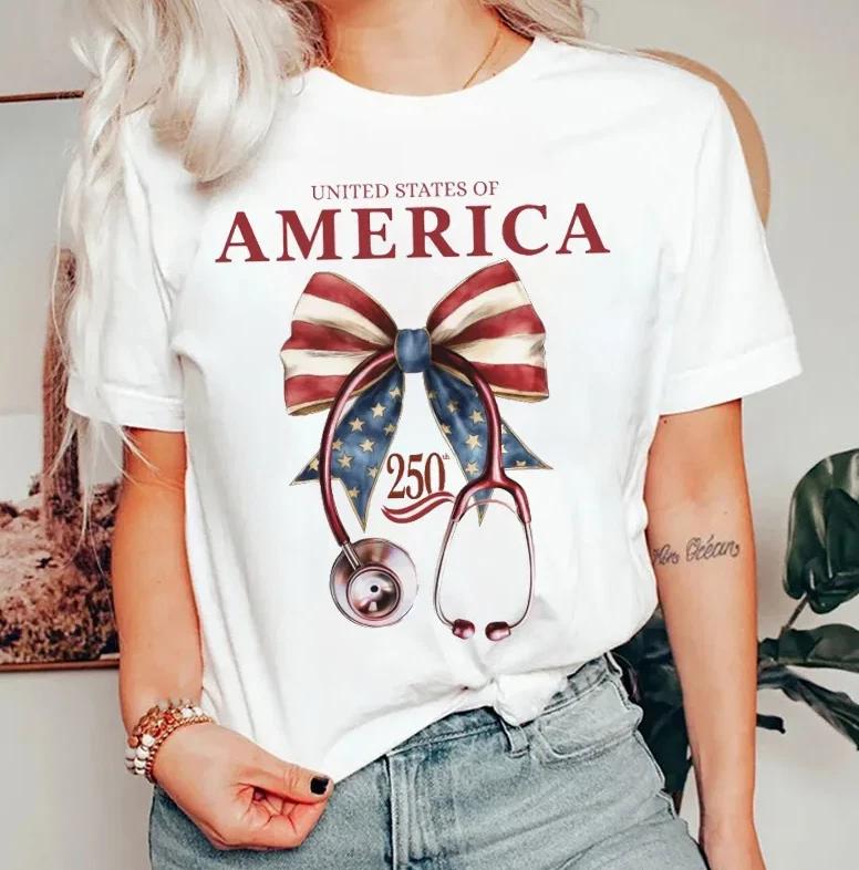250th United States Of America Nurse T-shirt, America 250 Years of Freedom Tee M