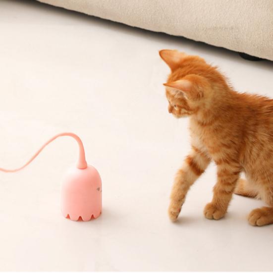 Swinging Tail Cat Toy 2-in-1 Automatic Silicone Tail Cat Teaser Toy Cat Wand Toy Rechargeable Interactive Cat Toy for Indoor Cat