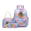 Large Capacity Schoolbag with Shoulder Strap; Student Three-piece Pencil Case Set