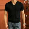 Men S Short Sleeve V Neck Solid Slim Fit Knit Top Summer Casual