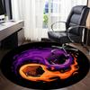 1PCDice Flames Office Round Area Rug,  Mat Suitable For Office, Under Office Chairs Bedroom Living Room Home Decor, Room Deco