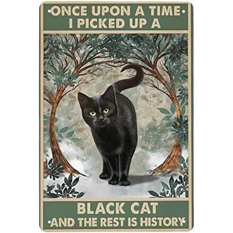 

HD Metal Tin Sign Once Upon A Time Pet Lover Wall Decor Retro Cat Dog Guinea Pig Fox Art Sign for Pet Room Home Decor 20x30cm（7.8x11.8inch）