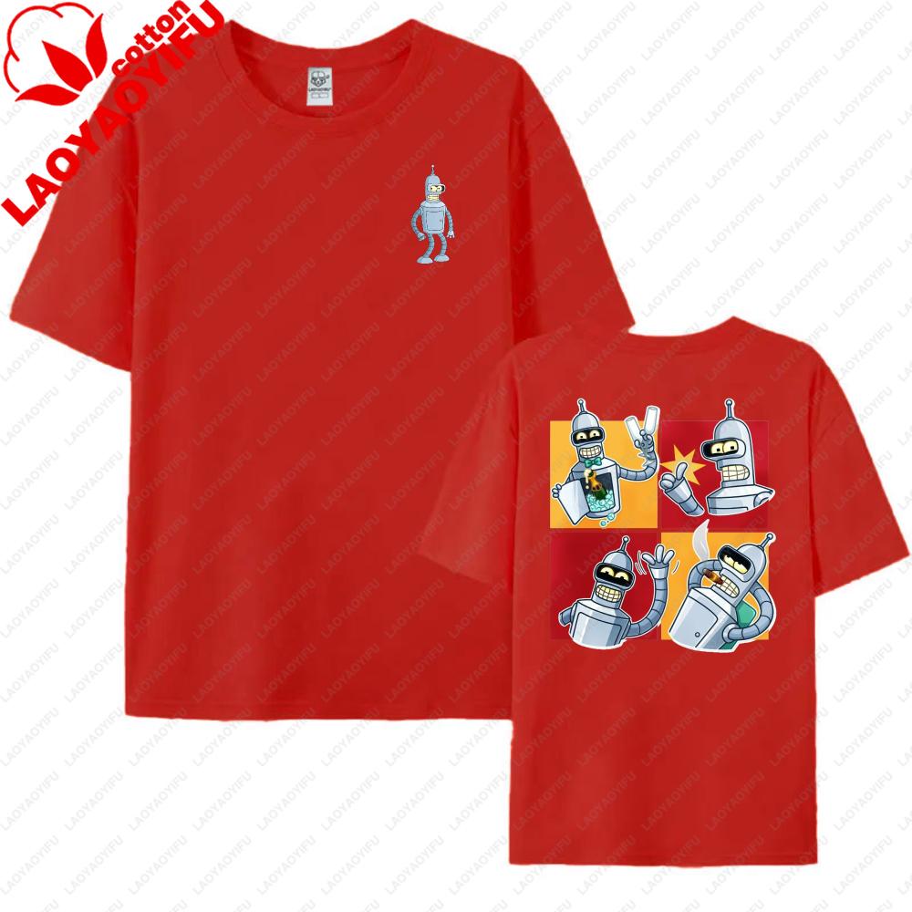 Futurama Bender Robot Cartoon Print Unisex Cotton TShirt Streetwear Summer Fashion Trendy Unisex Women Top  Funny SciFi Lover Tee
