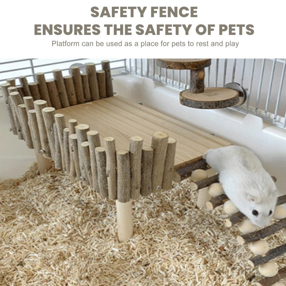 1 Set Logs Hamster Climbing Platform Handcrafted With Ladder Wooden Chewing Toy Stable Chewable Small Pet Activity Playground