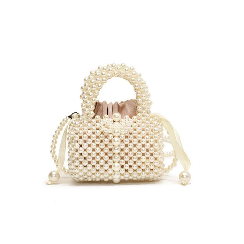 

Stylish And Modern Fashionable Pearl Chain Shoulder Bag For Boys And Girls In White Color White Small