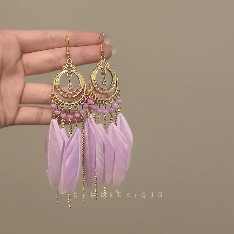 Colorful Dopamine Fabric Beaded Earrings – Women's Studs, Seaside Vacation Style, Ear Clips