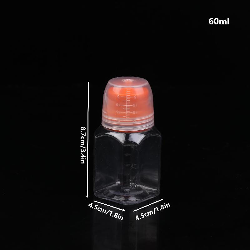 1 szt. Okrągłe i kwadratowe butelki plastikowe do wyciskania z podziałką – do sosu sałatkowego, olejów do grilla i przypraw