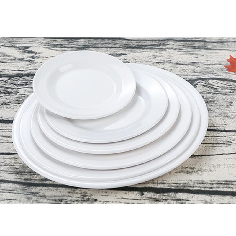 He Er Li 12-Zoll Weiße Runde Melamin-Speiseteller mit Spitzensaum