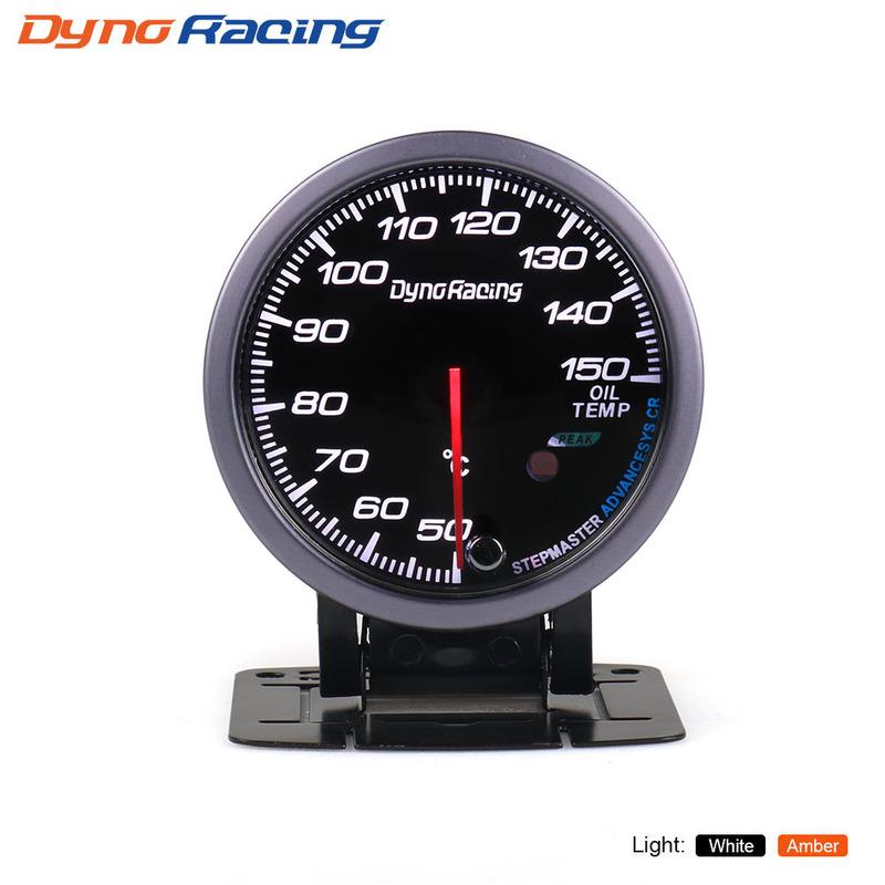 Dynoracing 60MM Black Face Oil Temp Gauge 50-150C White/Amber Light Peak Function Oil Temperature Gauge Car Meter with Sensor
