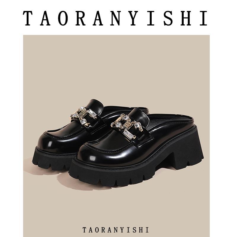 Baotou half slippers women wear summer lazy slippers cool slippers thick heel platform loafers