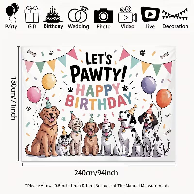 Sfondo 2D Carino Zampa di Cane Multi-Razza per Compleanni e Decorazioni per Bambini