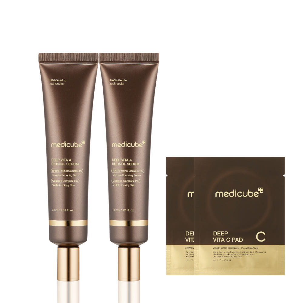 Medicube Deep Vita A Retinol Serum Vitamin A Facial Serum 30ml x2 (+ 4 Pads)