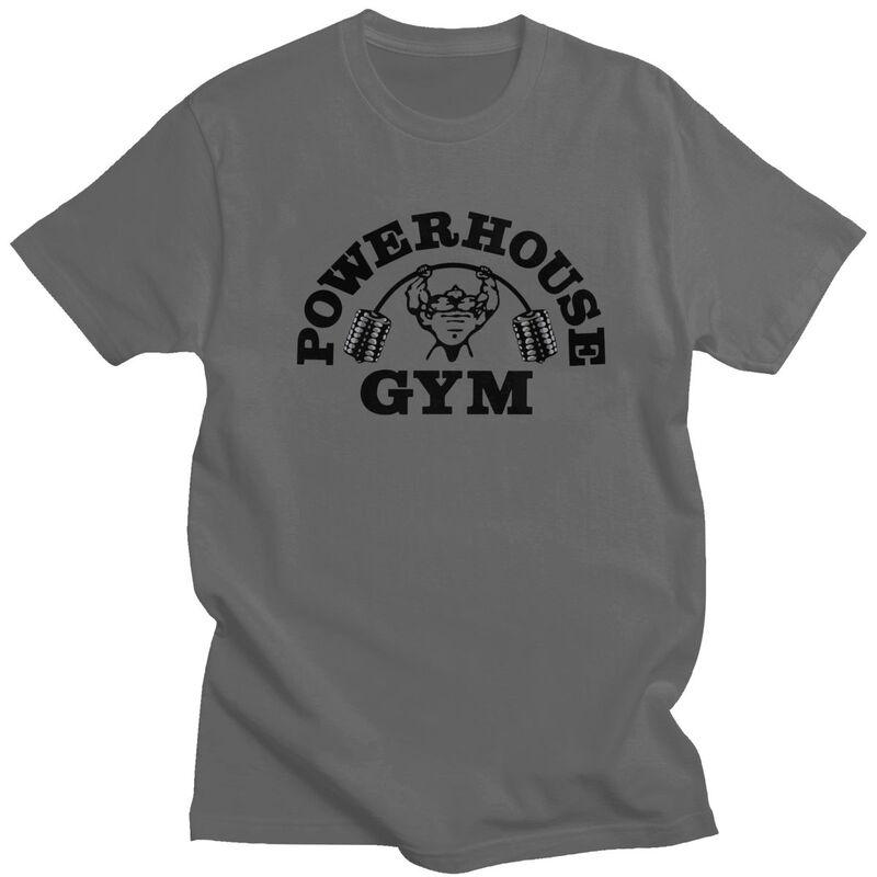 Custom Cool Powerhouse Gym T Shirt Men Short Sleeve 100 Cotton Tshirt Casual Fitness Building Muscle Tee Tops Fashion Tshirt